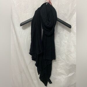 VINTAGE H&M Crinkle Jersey Scarf – Semi-Sheer Black – Minimalist 90s Style EUC